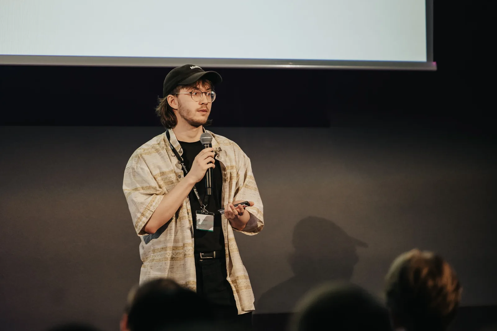 Picture of Radovan Pitching the Mirad idea at Explore Aaltoes event