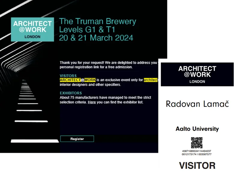 A picture of the description for the Expo and Radovan's visitor badge